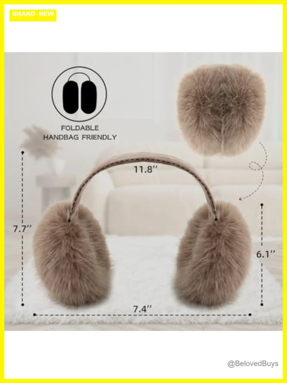 Faux Fur Earmuffs Fluffy Velvet Ear Warmers Foldable Plush Ear Covers